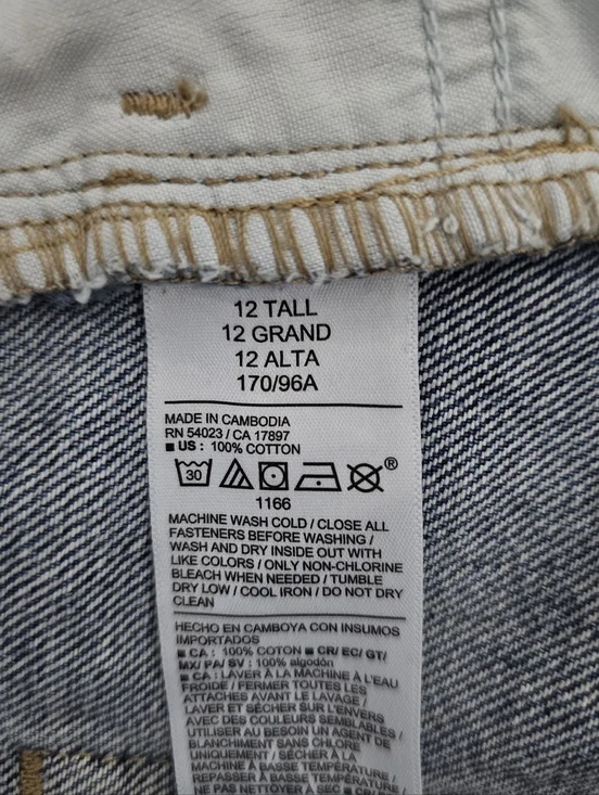 OLD NAVY 100% Cotton Wide-Leg Mid-Rise WOW Baggy Womens Jeans Washed Blue Sz 12T - Picture 14 of 16